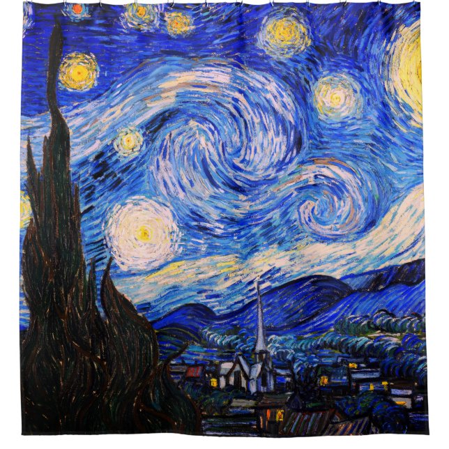 Die Sternennacht von Vincent Van Gogh Duschvorhang (Vorderseite)