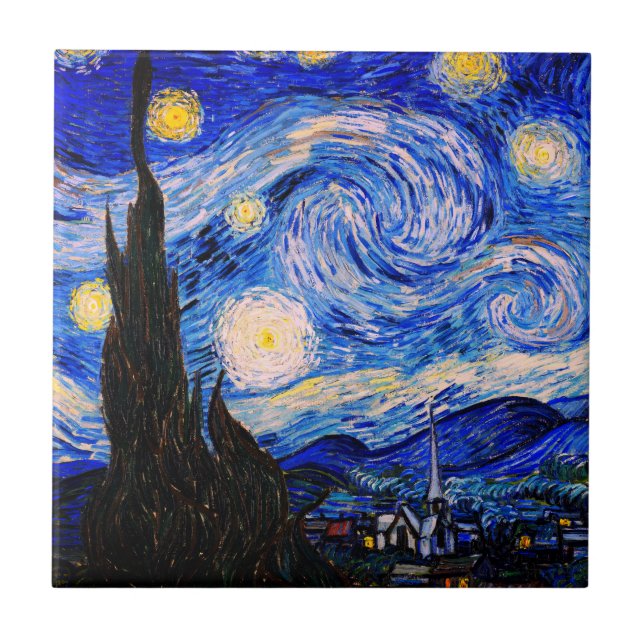 Die Sternennacht von Vincent Van Gogh Fliese (Vorderseite)