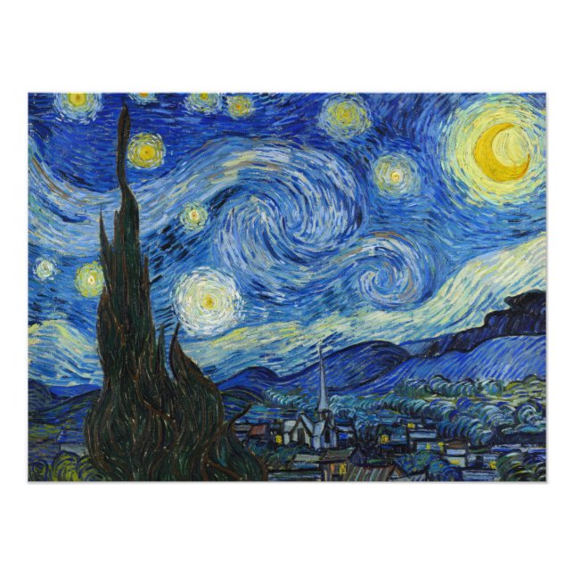 Die Sternennacht von Vincent van Gogh Fotodruck (Vorne)