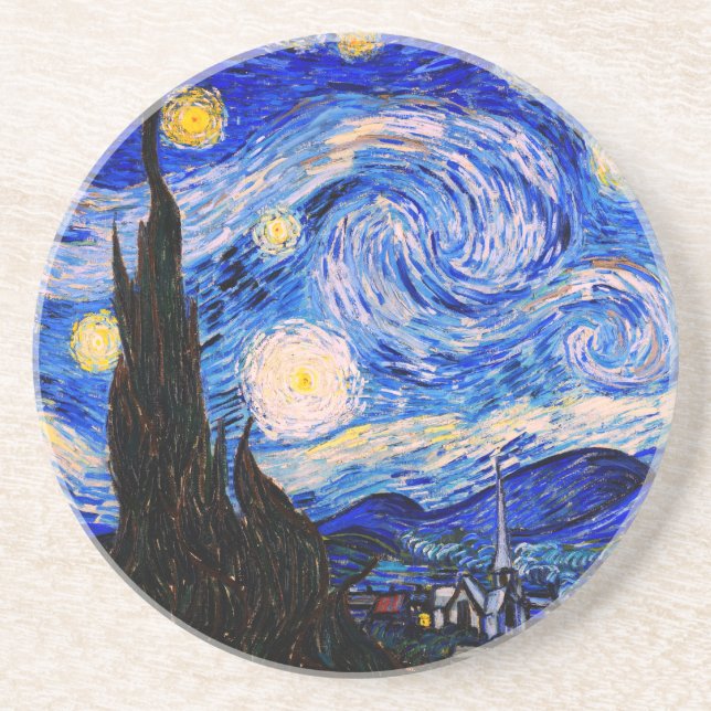 Die Sternennacht von Vincent Van Gogh Getränkeuntersetzer (Vorne)