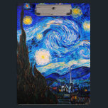 Die Sternennacht von Vincent Van Gogh Klemmbrett<br><div class="desc">Vincent Van Gogh The Starry Night. Das ist ein altes Meisterwerk des holländischen Meisters Vincent Van Gogh. Dieses schöne Landschaftsbild hat eine schöne,  lebendige,  gesättigte Farbe. Vincent Van Gogh war ein niederländischer Postimpressionist. Dieses Bild ist öffentlich</div>