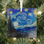 Die Sternennacht von Vincent Van Gogh Ornament Aus Glas<br><div class="desc">Vincent Van Gogh The Starry Night. Das ist ein altes Meisterwerk des holländischen Meisters Vincent Van Gogh. Dieses schöne Landschaftsbild hat eine schöne,  lebendige,  gesättigte Farbe. Vincent Van Gogh war ein niederländischer Postimpressionist. Dieses Bild ist öffentlich</div>