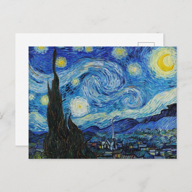 Die Sternennacht von Vincent Van Gogh Postkarte (Vorne/Hinten)