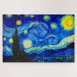 Die Sternennacht von Vincent Van Gogh Puzzle<br><div class="desc">Vincent Van Gogh The Starry Night. Das ist ein altes Meisterwerk des holländischen Meisters Vincent Van Gogh. Dieses schöne Landschaftsbild hat eine schöne,  lebendige,  gesättigte Farbe. Vincent Van Gogh war ein niederländischer Postimpressionist. Dieses Bild ist öffentlich</div>