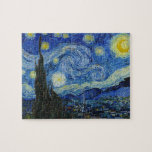 Die Sternennacht von Vincent van Gogh Puzzle<br><div class="desc">The Starry Night,  1889 von Vincent van Gogh. Es zeigt den Blick von der Ostwand seines Asylzimmers in Saint-Rémy-de-Provence,  kurz vor Sonnenaufgang,  mit der Ergänzung eines imaginären Dorfes.</div>