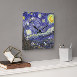 Die Sternennacht von Vincent van Gogh Quadratische Wanduhr