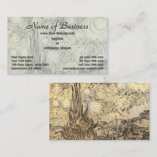 Die Sternennacht Zeichnend von Vincent van Gogh Visitenkarte (Vorne/Hinten)
