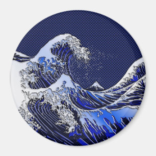 Die Stile der Chromfaser der Great Hokusai Wave Magnet