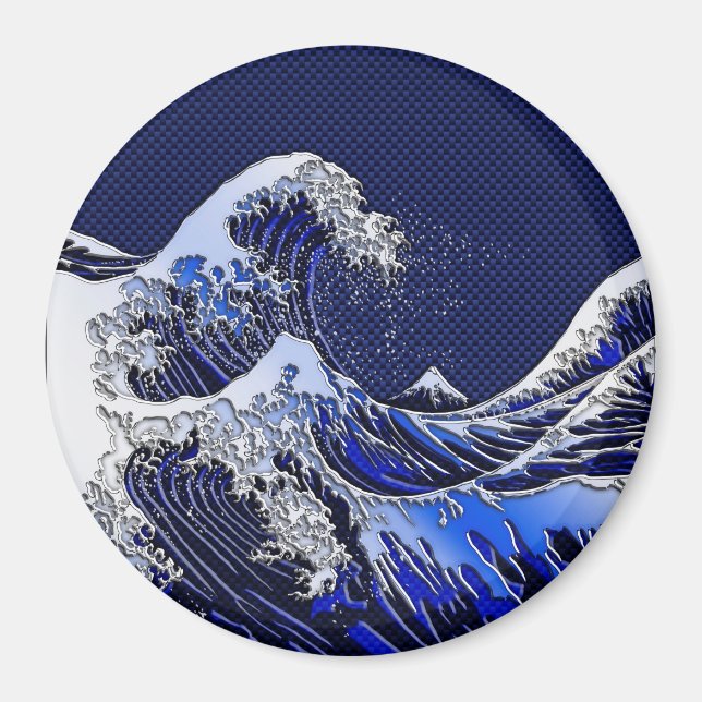 Die Stile der Chromfaser der Great Hokusai Wave Magnet (Vorne)