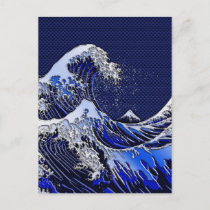 Die Stile der Chromfaser der Great Hokusai Wave Postkarte