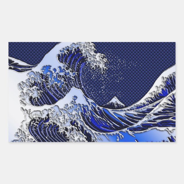 Die Stile der Chromfaser der Great Hokusai Wave Rechteckiger Aufkleber (Vorderseite)