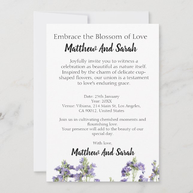 Die Stille der Natur: Eine blühende Liebe für Blum Einladung (Vorderseite)