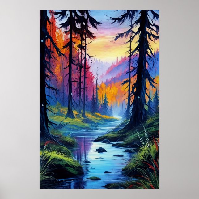 Die Stille des Herbstes, lebhafte Farben Poster (Vorne)