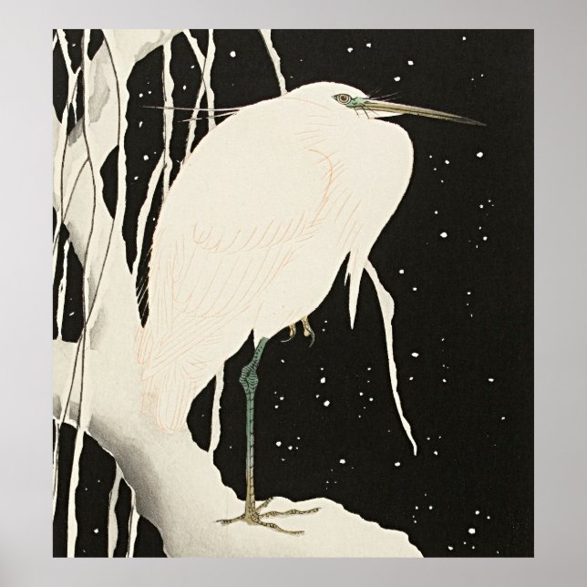 Die Stille im Schnee: Heron von Ohara Koson Poster (Vorne)