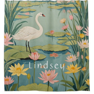 Die Stille: Lily Pond Swan Duschvorhang