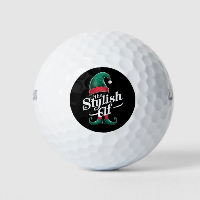 Die stilvolle Elf-Gruppe passt zu Weihnachten der  Golfball (Vorderseite)