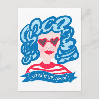 Die Stimme ist Girl Power Blue Hair Lady Postkarte