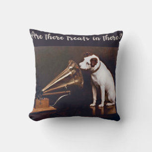 Die Stimme seines Herrn Hunde Humor Kissen