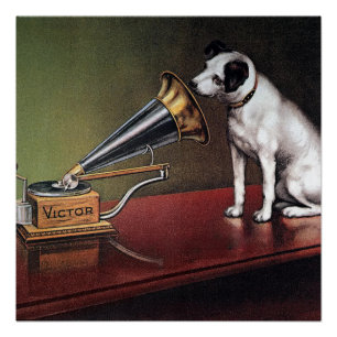 Die Stimme seines Herrn Vintage-Farbe Poster
