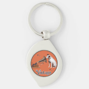 Die Stimme seines Herrn Vintage Orange Schlüsselanhänger