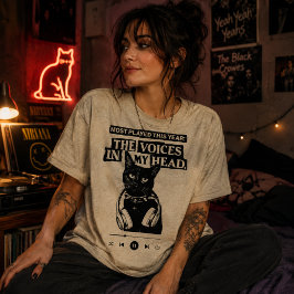 Die Stimmen In Meinem Kopf Schwarzer Katze Musikpl T-Shirt