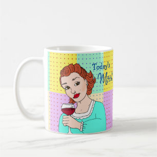 Die Stimmung von heute, Retro Lady Holding Wine Kaffeetasse
