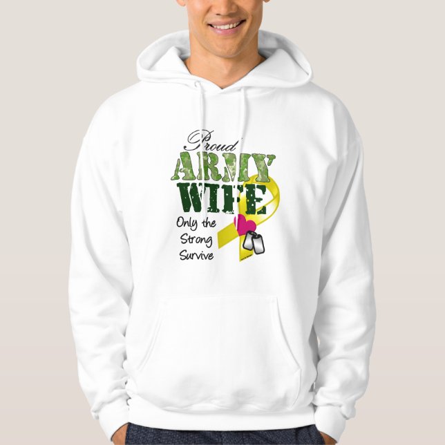 Die stolze Ehefrau-starke Armee überleben Hoodie (Vorderseite)