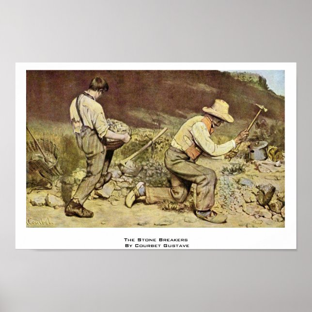Die Stone Breakers by Courbet Gustave Poster (Vorne)