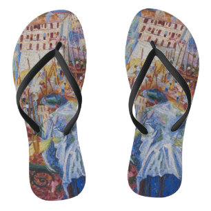 Die Straße betritt das Haus - Umberto Boccioni Flip Flops