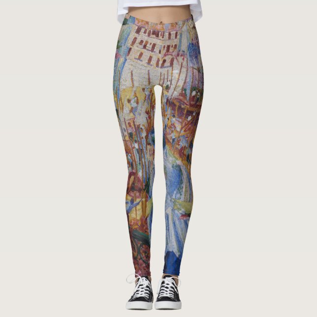 Die Straße betritt das Haus - Umberto Boccioni Leggings (Vorderseite)