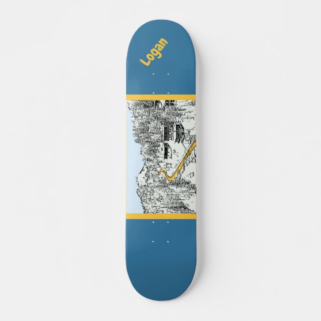 Die Straße in den Bergen schwarz-weiß Design Skateboard (Vorne)
