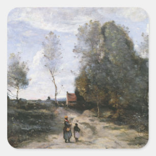 Die Straße Quadratischer Aufkleber