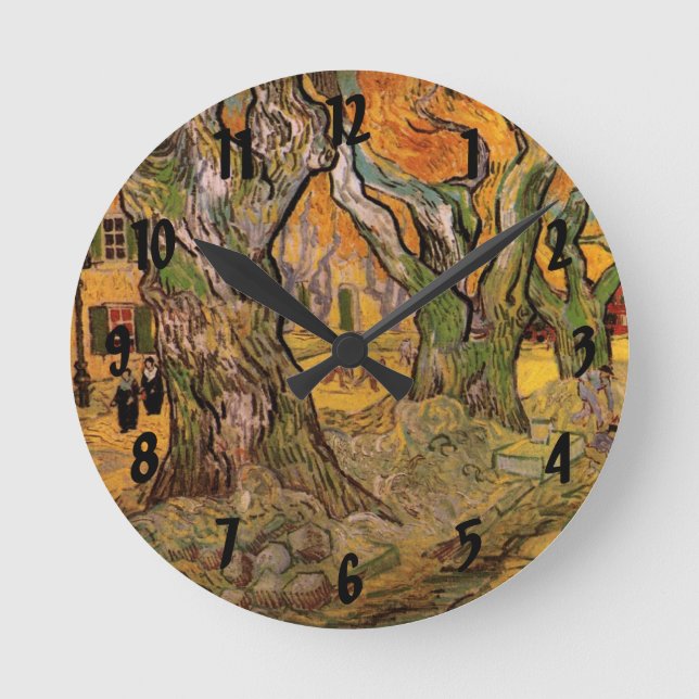 Die Straßen von Vincent van Gogh Runde Wanduhr (Vorderseite)