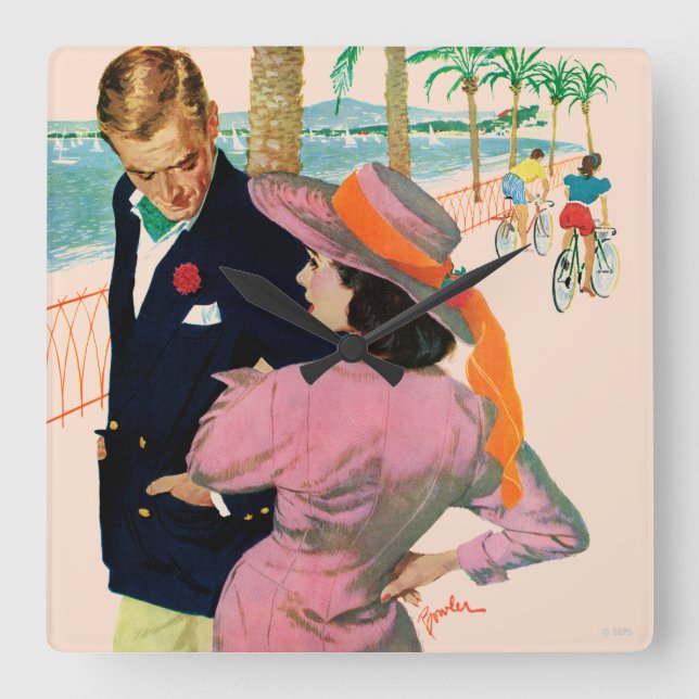 Die Strategie der Liebe Quadratische Wanduhr (Vorderseite)