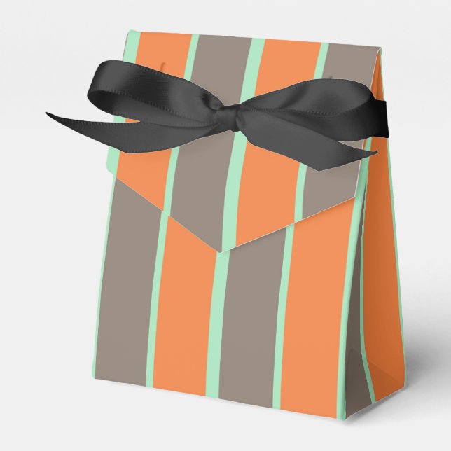 Die Streifen sind grün, grau und orange Geschenkschachtel (Vorderseite)