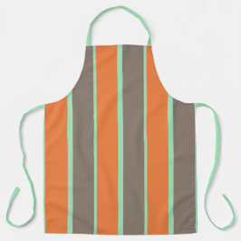 Die Streifen sind grün, grau und orange Schürze