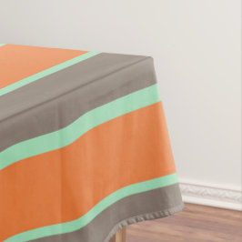 Die Streifen sind grün, grau und orange Tischdecke