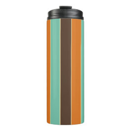 Die Streifen sind grün, schwarz und orange Thermosbecher