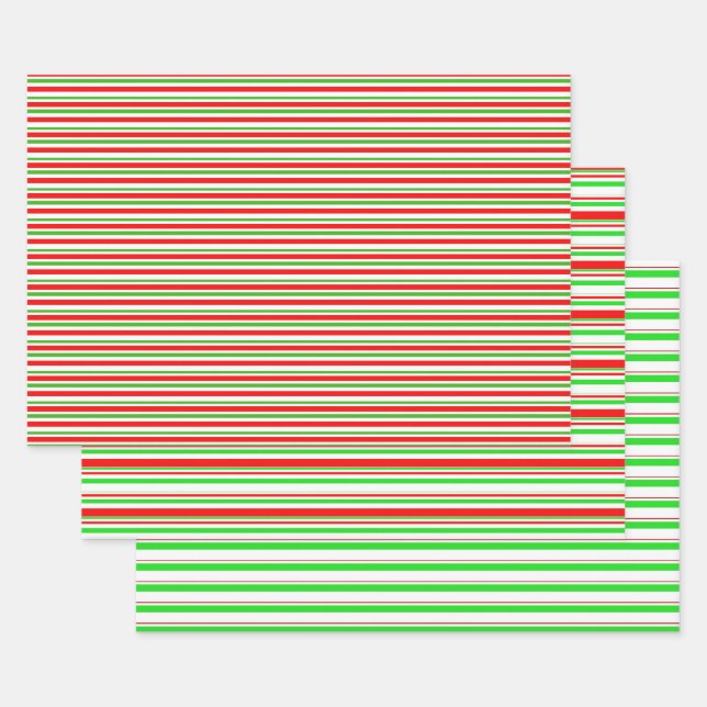 Die Streifen sind grün, weiß, rot gefärbt Geschenkpapier Set (Set)