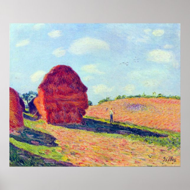 Die Strohmieten von Alfred Sisley Poster (Vorne)