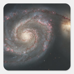 Die Strudelgalaxie (M51) und Begleitergalaxie Quadratischer Aufkleber