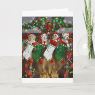 Die Strümpfe wurden gehangen Feiertagskarte