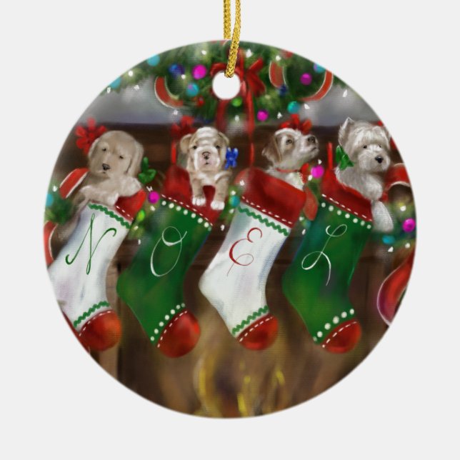 Die Strümpfe wurden gehangen Keramikornament (Vorne)