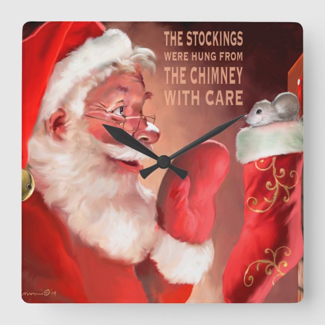 Die Strümpfe wurden von den c Quadratische Wanduhr (Vorderseite)