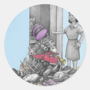 Die Stuff-Abnahme von Frauen aus der Graustufenfar Runder Aufkleber
