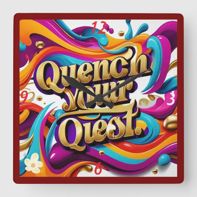 "Die Suche beginnt" Quadratische Wanduhr (Vorderseite)