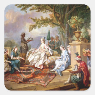 Die Sultanine gedient von ihren Eunuchen Quadratischer Aufkleber