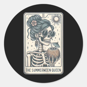 Die Summerween Queen Tarot Card, Hexenhase Runder Aufkleber