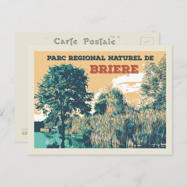 Die Sümpfe des Regionalparks Briere France Postkarte (Vorne/Hinten)