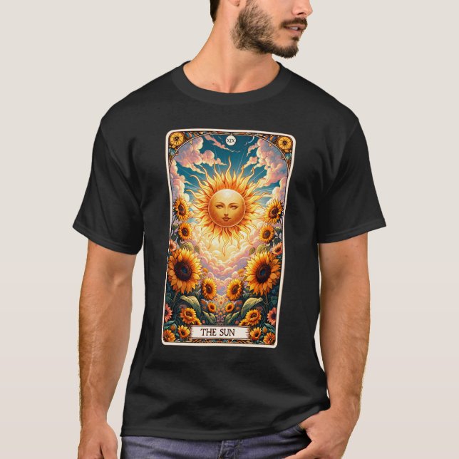 Die Sun Tarot Card Sonnenschein Sonnenblumen Ästhe T-Shirt (Vorderseite)